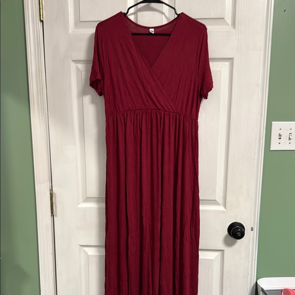 Elegant Red Women's Maternity Dress